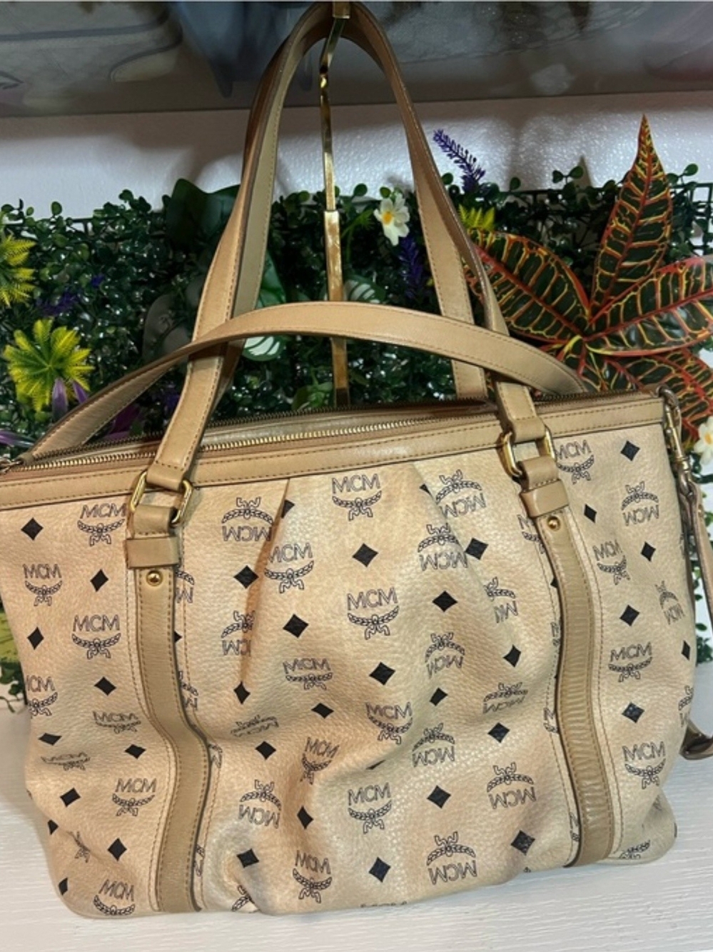 MCM Beige Logo Tote Bag - Designer Women's Handbag - Picture 2 of 9